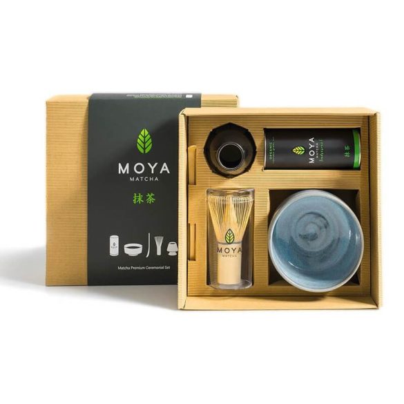 Moya Matcha ceremonial szett - Matcha tea traditional 30g+Umi+világos ecset+világos kanál+Ecset tartó