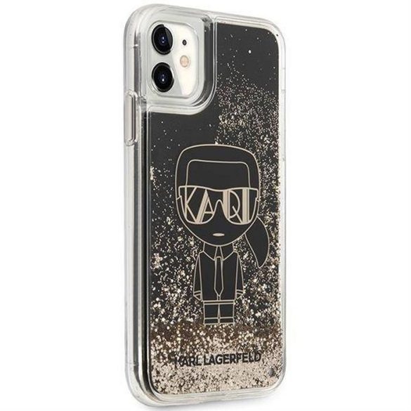 Eredeti előlap KARL LAGERFELD KLHCN61LGGKBK iPhone 11 (Liquid Glitter Gatsby ikonikus / fekete) tok