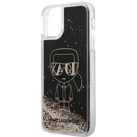 Eredeti előlap KARL LAGERFELD KLHCN61LGGKBK iPhone 11 (Liquid Glitter Gatsby ikonikus / fekete) tok