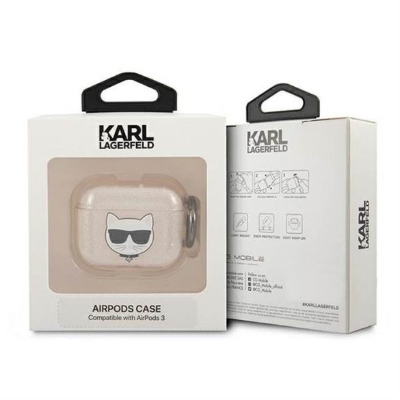 Eredeti tok Karl Lagerfeld KLA3UCHGD Apple Airpods 3 / ARANY + Glitterhez