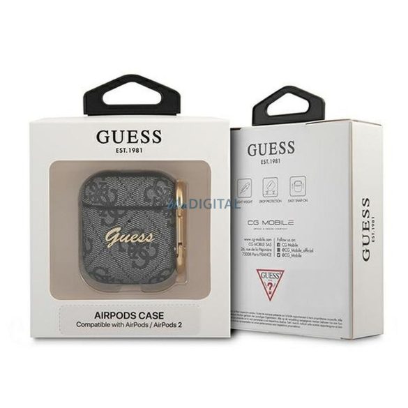 Guess GUA24GSMK 4G Script Metal Collection tok AirPods 1/2 - szürke