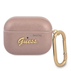 Guess GUAPSASMP Saffiano Script Metal Collection tok AirPods Pro - rózsaszín