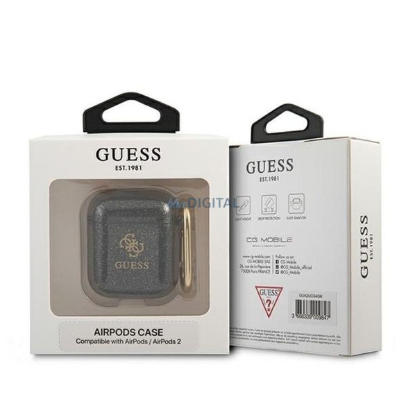 Guess GUA2UCG4GK Glitter Collection tok AirPods 1/2 - fekete