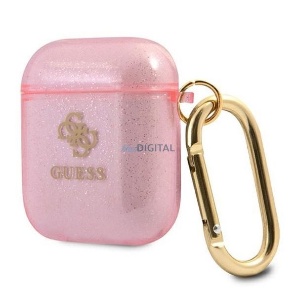 Guess GUA2UCG4GP Glitter Collection tok AirPods 1/2 - rózsaszín