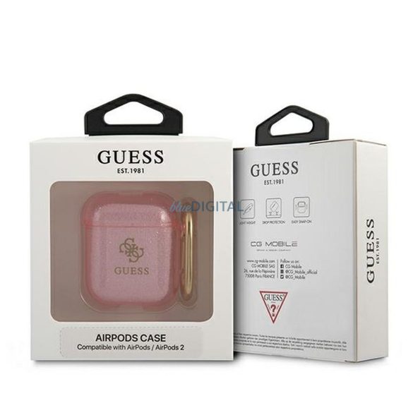 Guess GUA2UCG4GP Glitter Collection tok AirPods 1/2 - rózsaszín