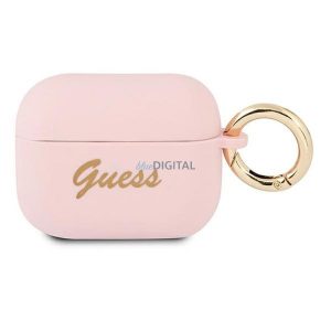 Guess GUAPSSSI Silicone Vintage Script tok AirPods Pro - rózsaszín