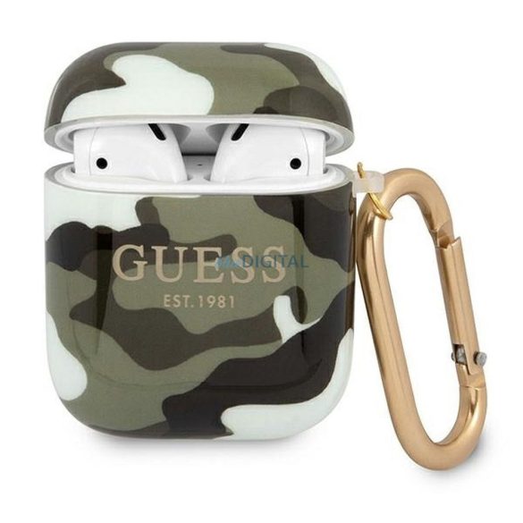 Guess GUA2UCAMA Camo Collection tok AirPods 1/2 - zöld terepmintás