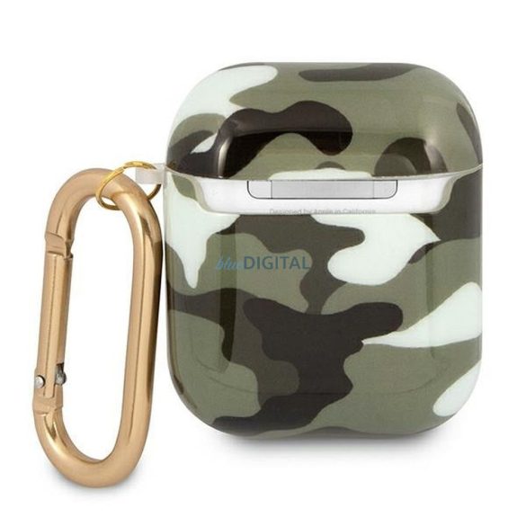 Guess GUA2UCAMA Camo Collection tok AirPods 1/2 - zöld terepmintás