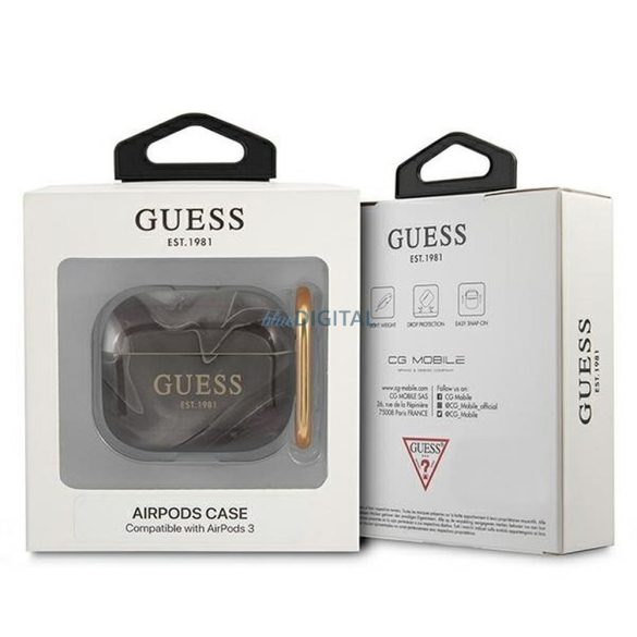 Guess GUA3UNMK Marble Collection tok AirPods 3 - fekete