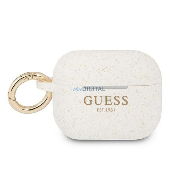 Guess GUAPSGGEH Silicone Glitter tok AirPods Pro - fehér