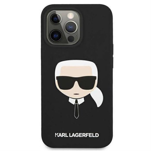 Eredeti előlap KARL LAGERFELD KLHCP13XSLKHBK iPhone 13 PRO MAX (szilikon K. Head / fekete) tok