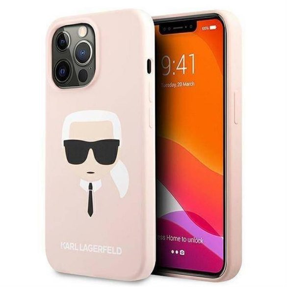 Eredeti előlap KARL LAGERFELD KLHCP13LSLKHLP iPhone 13 PRO (szilikon K. Head / világos rózsaszín) tok