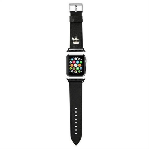Óraszíj Apple Watch szilikon Karl Lagerfeld SAFFIANO KH 38/40mm KLAWMOKHK fekete