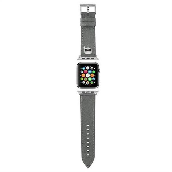 Óraszíj Apple Watch szilikon Karl Lagerfeld SAFFIANO KH 38/40mm KLAWMOKHG ezüst