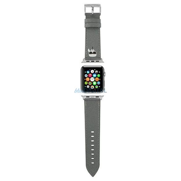 Óraszíj Apple Watch szilikon Karl Lagerfeld SAFFIANO KH 42/44mm KLAWLOKHG ezüst