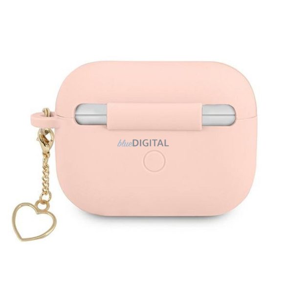 Guess GUAPLSCHSP Silicone Charm Heart Collection tok AirPods Pro - rózsaszín