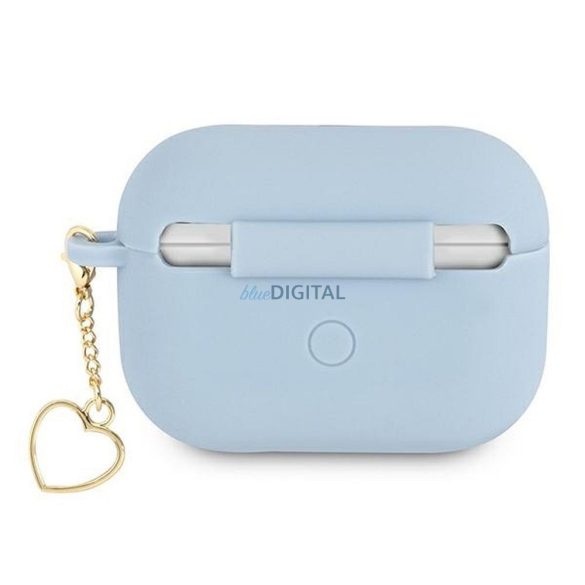 Guess GUAPLSCHSB Silicone Charm Heart Collection tok AirPods Pro - kék