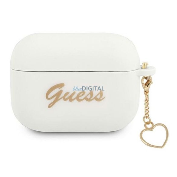 Guess GUAPLSCHSH Silicone Charm Heart Collection tok AirPods Pro - fehér