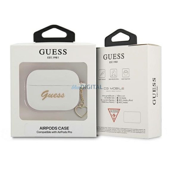 Guess GUAPLSCHSH Silicone Charm Heart Collection tok AirPods Pro - fehér
