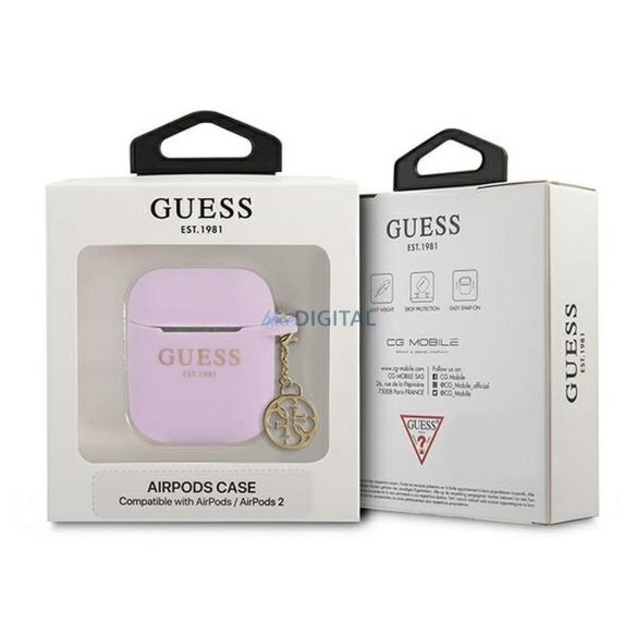 Guess GUA2LSC4EU Silicone Charm 4G Collection tok AirPods 1/2 - lila