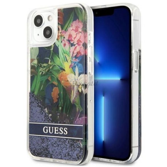 Eredeti tok Guess guHcp13mlflsb iphone 13 (csillogó virág / kék)