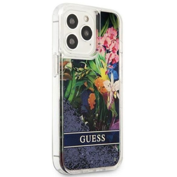 Eredeti tok Guess guHcp13llflsb iphone 13 pro (Glitter Flower / Blue)