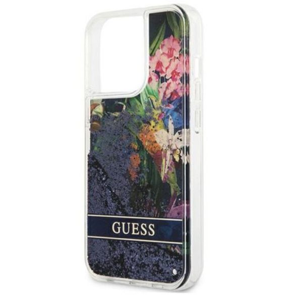 Eredeti tok Guess guHcp13llflsb iphone 13 pro (Glitter Flower / Blue)