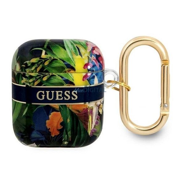 Guess GUA2HHFLB Flower Strap Collection tok AirPods 1/2 - kék