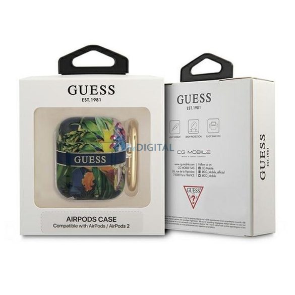 Guess GUA2HHFLB Flower Strap Collection tok AirPods 1/2 - kék