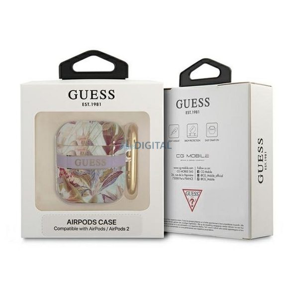 Guess GUA2HHFLU Flower Strap Collection tok AirPods 1/2 - lila