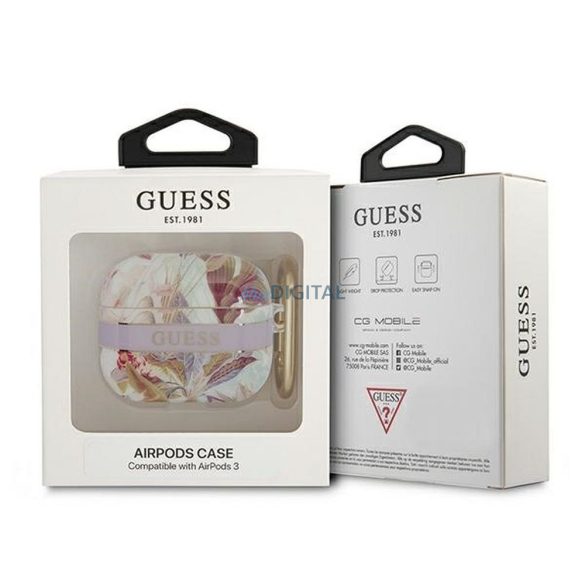 Guess GUA3HHFLU Flower Strap Collection tok AirPods 3 - lila