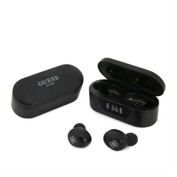 Bluetooth fülhallgató sztereó TWS GUESS Digital BT5 Classic dokkoló / fekete (GUTWST31EK)