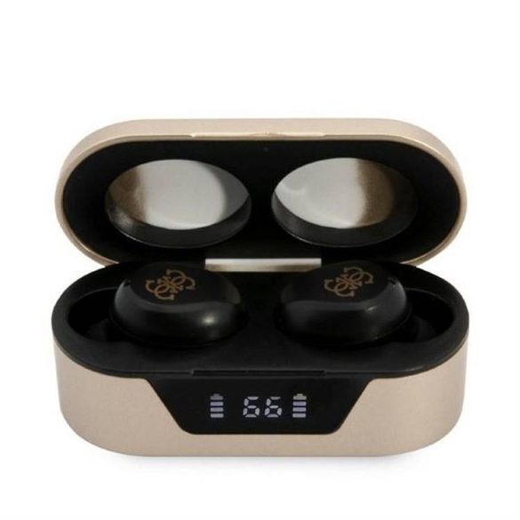 Bluetooth fülhallgató sztereó TWS GUESS Digital BT5 Classic dokkoló / arany (GUTWST31ED)