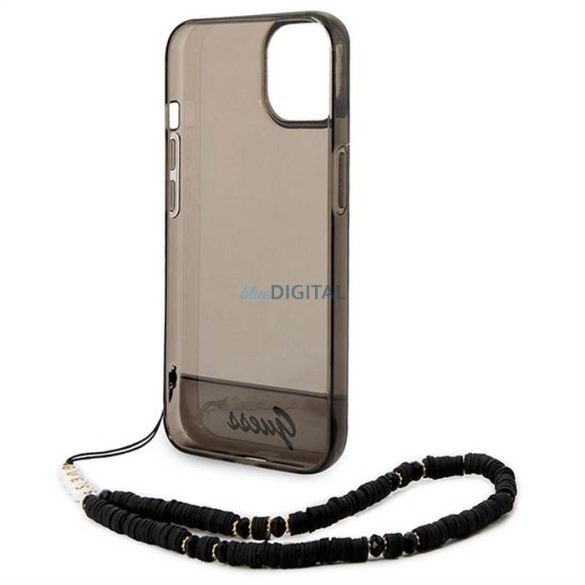 Eredeti tok GUESS GUHCP14SHGCOHK iPhone 14 készülékhez (IML Electro Cam w. Strap Translucent / fekete)