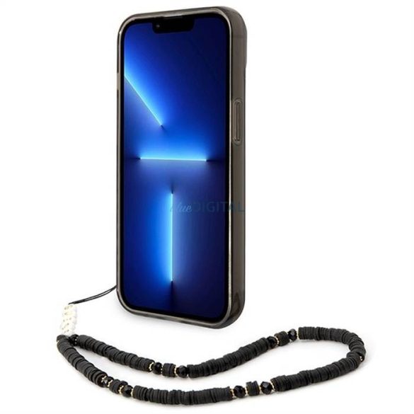 Eredeti tok GUESS GUHCP14SHGCOHK iPhone 14 készülékhez (IML Electro Cam w. Strap Translucent / fekete)