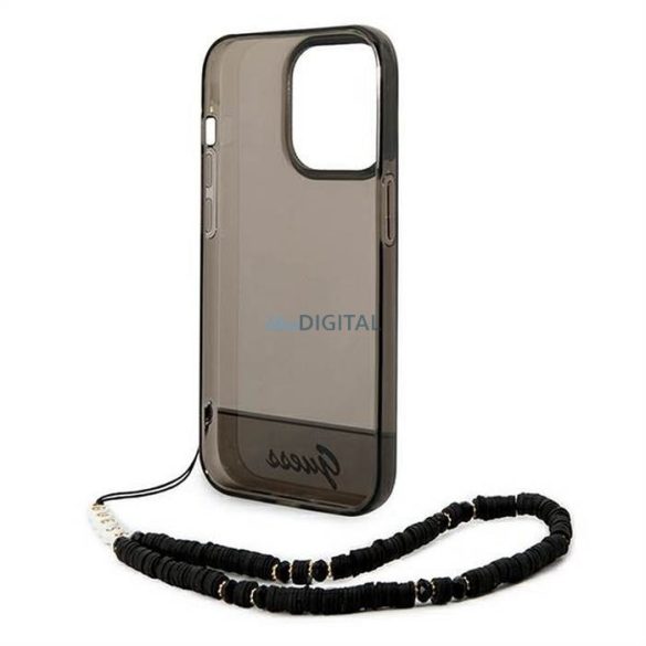 Eredeti tok GUESS GUHCP14XHGCOHK iPhone 14 PRO MAX készülékhez (IML Electro Cam w. Strap Translucent / fekete)