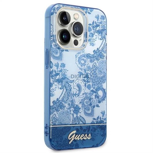 Eredeti tok GUESS GUHCP14XHGPLHB iPhone 14 PRO MAX készülékhez (IML Electro Cam TDJ / kék)