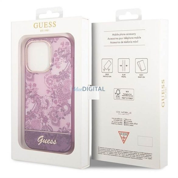 Eredeti tok GUESS GUHCP14LHGPLHF iPhone 14 PRO készülékhez (IML Electro Cam TDJ / fuschia)