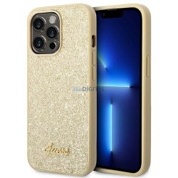   Eredeti tok GUESS GUHCP14LHGGSHD iPhone 14 PRO (Glitter Flakes Script Metal Logo / arany)