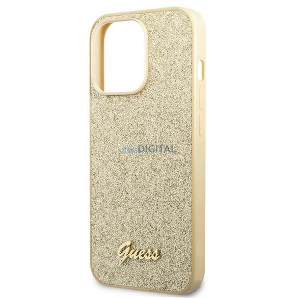 Eredeti tok GUESS GUHCP14LHGGSHD iPhone 14 PRO (Glitter Flakes Script Metal Logo / arany)