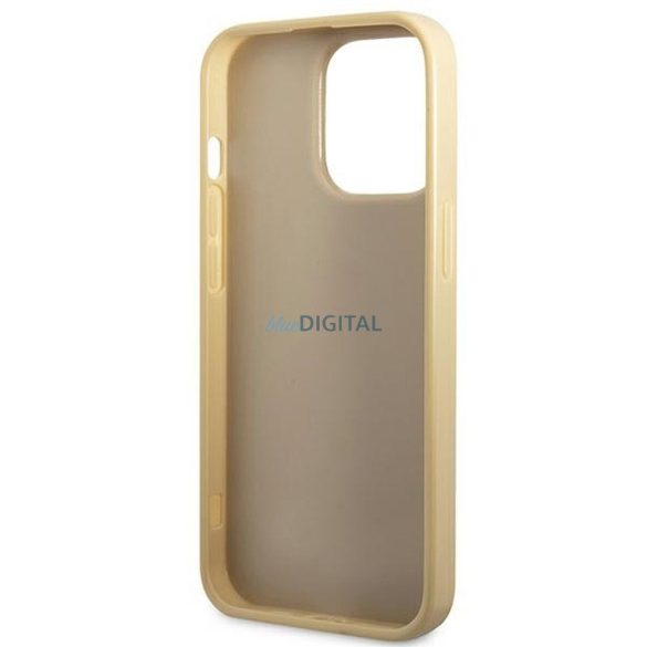 Eredeti tok GUESS GUHCP14XHGGSHD iPhone 14 PRO MAX készülékhez (Glitter Flakes Script Metal Logo / arany)