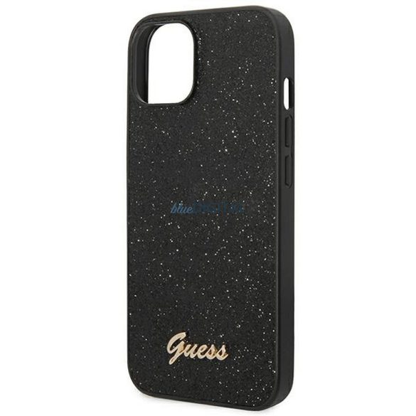 Eredeti tok GUESS GUHCP14MHGGSHK iPhone 14 PLUS (Glitter Flakes Script Metal Logo / fekete)