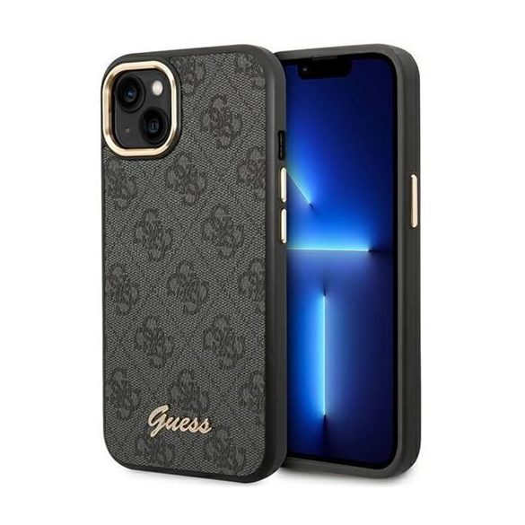 Guess GUHCP14SHG4SHK 4G Vintage Gold Logo tok iPhone 13 / 14 / 15 - fekete