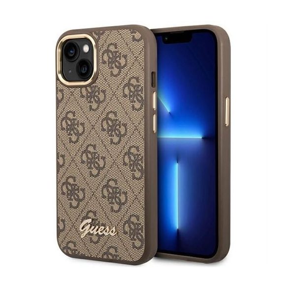 Guess GUHCP14SHG4SHW 4G Vintage Gold Logo tok iPhone 13 / 14 / 15 - barna