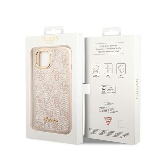 Guess GUHCP14SHG4SHP 4G Vintage Gold Logo tok iPhone 13 / 14 / 15 - rózsaszín