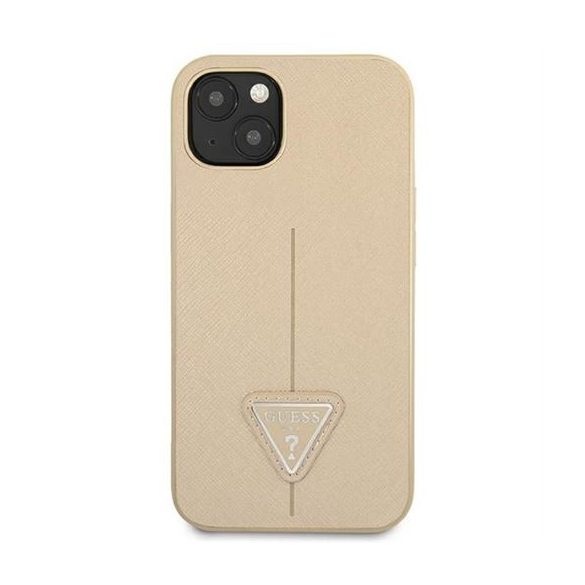 Guess GUHCP14SPSATLE SaffianoTriangle Logo tok iPhone 13 / 14 / 15 - bézs