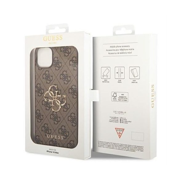 Guess GUHCP14S4GMGBR 4G Big Metal Logo tok iPhone 13 / 14 / 15 - barna