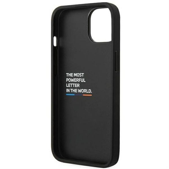 Eredeti tok BMW BMHCP14S22PTDK iPhone 14 készülékhez tricolor logózott fekete