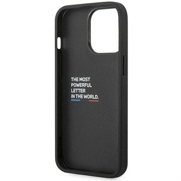 Eredeti tok BMW BMHCP14L22PTDK iPhone 14 Pro készülékhez tricolor logózott / fekete