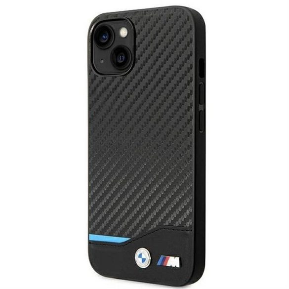 Eredeti tok BMW BMHCP14M22NBCK iPhone 14 Plus készülékhez logózott carbon tok fekete